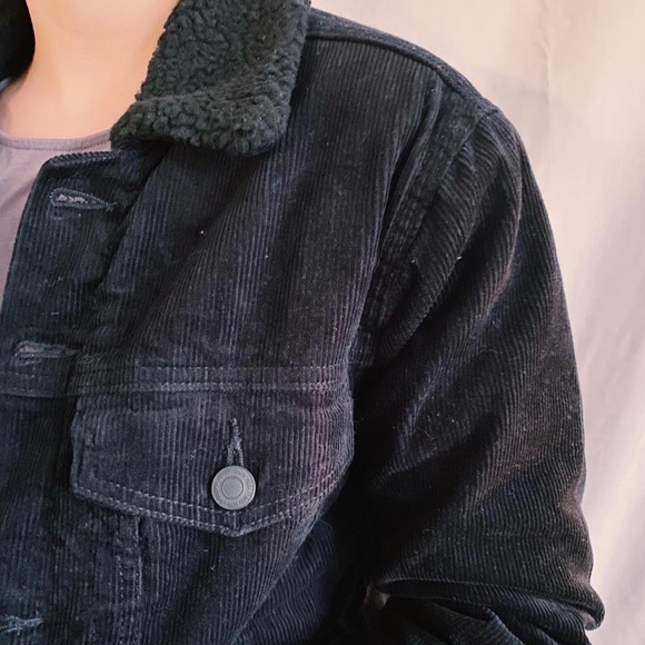 🌸black corduroy sherpa jacket - Picture 2 of 4